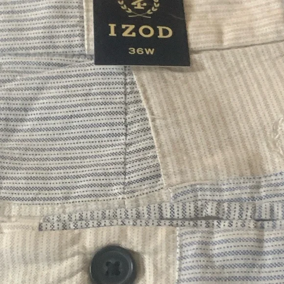 IZOD Vintage Y2K Light Blue & White Madras Plaid Patch Shorts - NEW - Size 36 - Picture 6 of 7